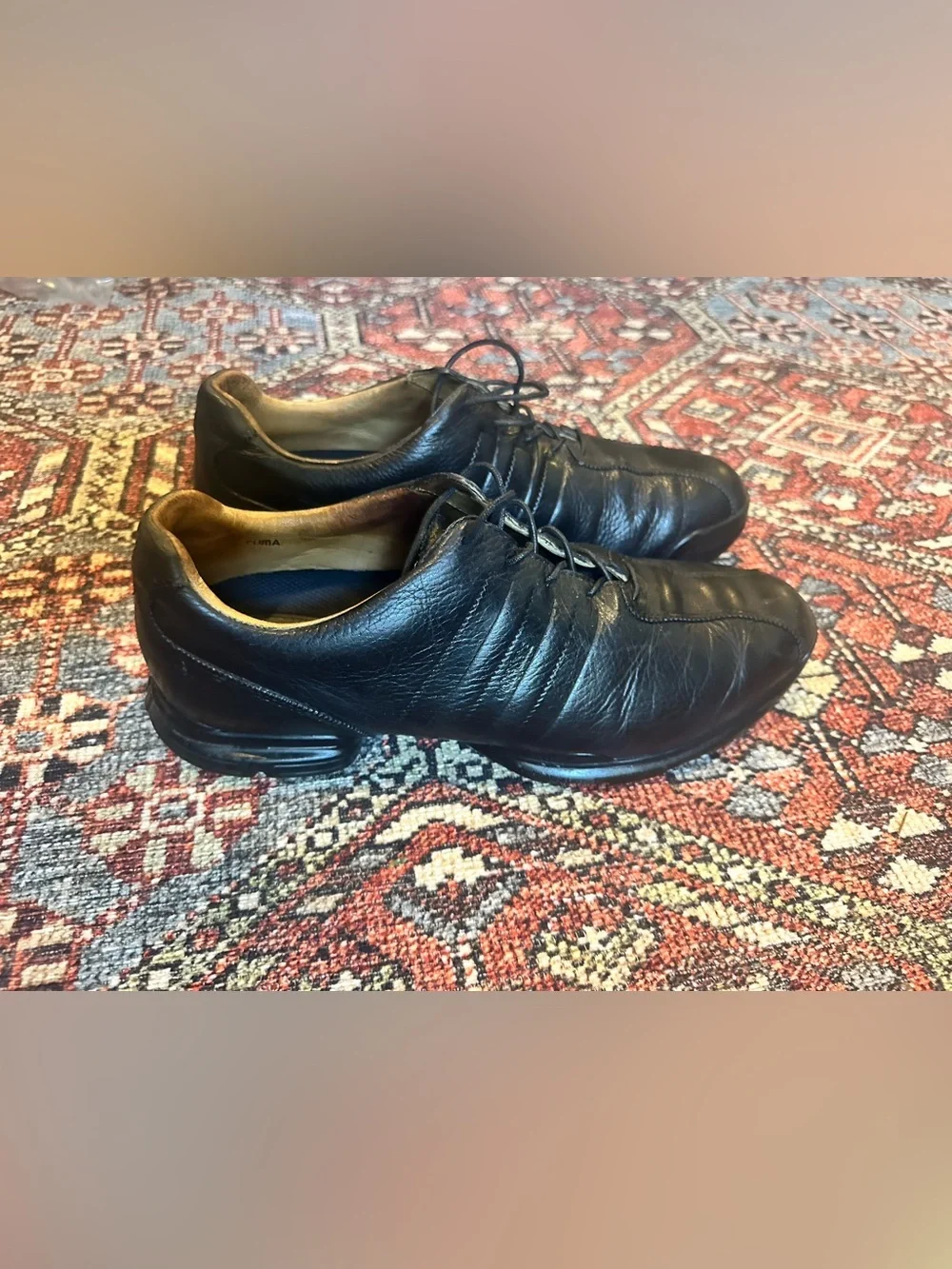 Adidas Traxion Black Leather Golf Shoes - Men’s Size 9.5